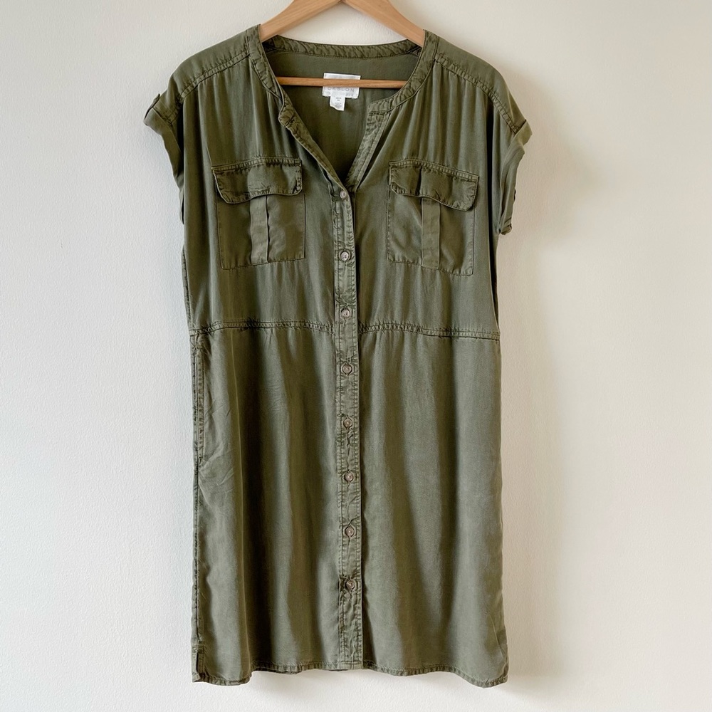 NORDSTROM CASLON Utility Dress in Olive Green